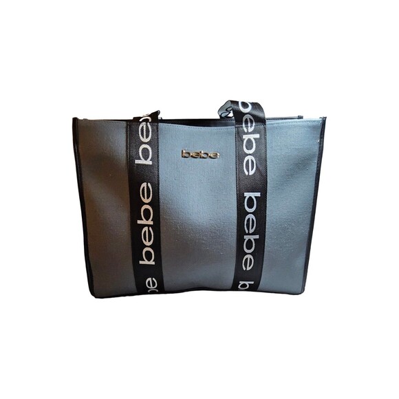 Bebe Hana Canvas Tote in Storm Gray NWT Retails $129 - Picture 3 of 11